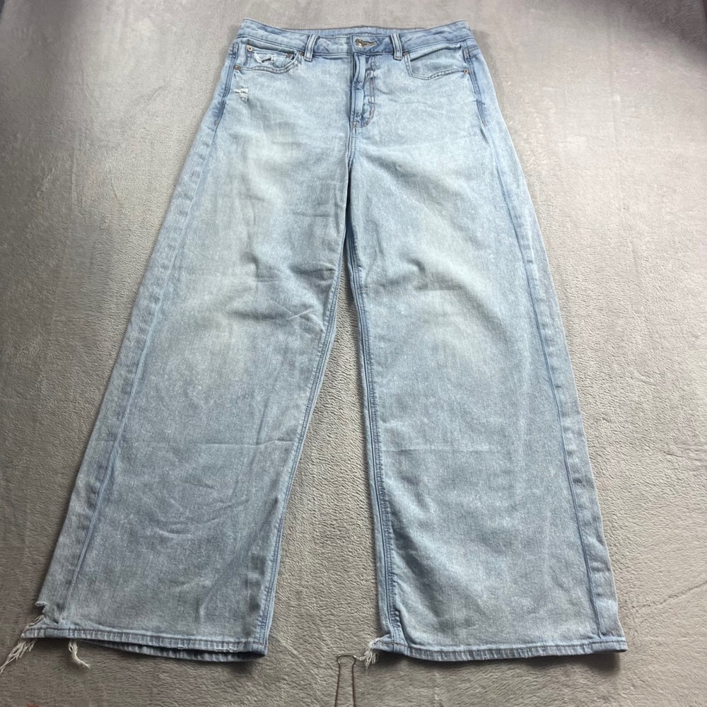 American Eagle Super High-Rise Baggy Wide Leg Jeans Light Wash Size 8 Short